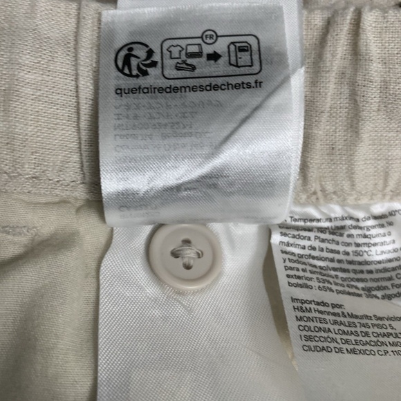 H&M Pants Women's L Tan Linen Pull On Beach Pockets Adjustable String Cropped. - Picture 14 of 14